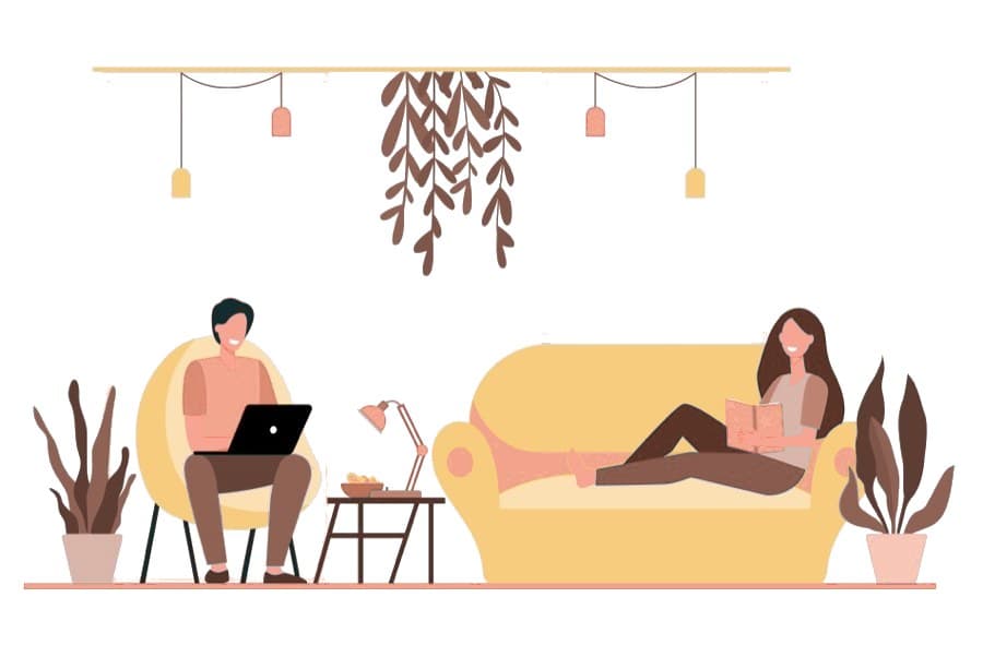 An illustration of a furnished apartment.