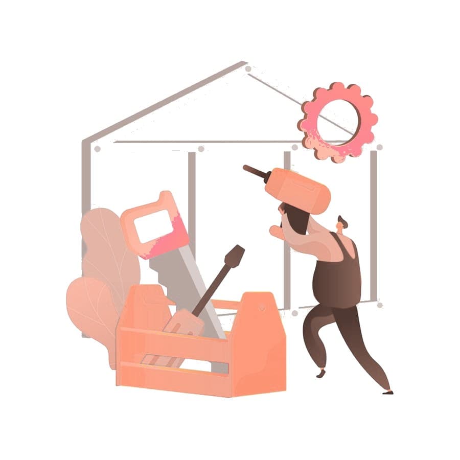 An illustration of a home being renovated.