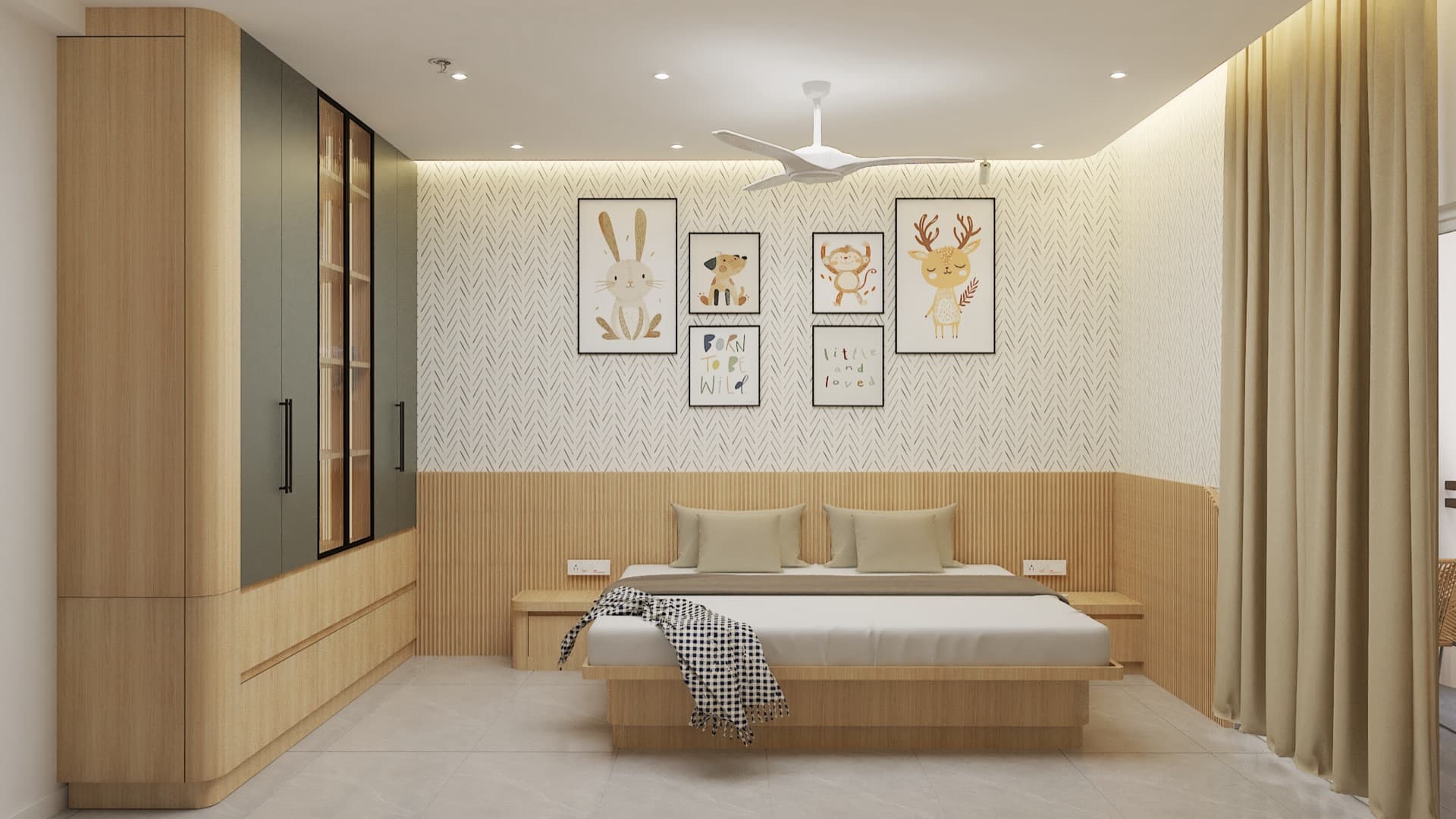 Wardrobe and custom storage in a bedroom.